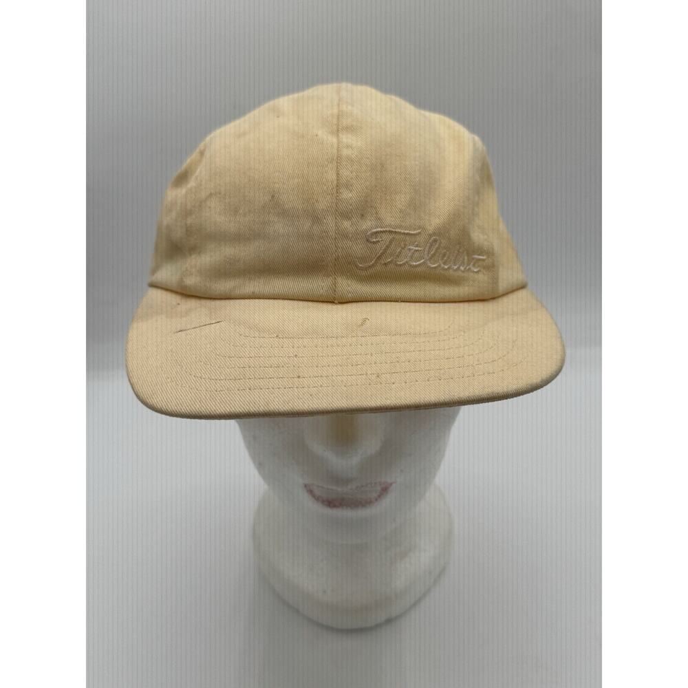 Vintage Titleist by Texace USA Golf Cap Hat Strapback Yellow W/Pink Ribbon Worn